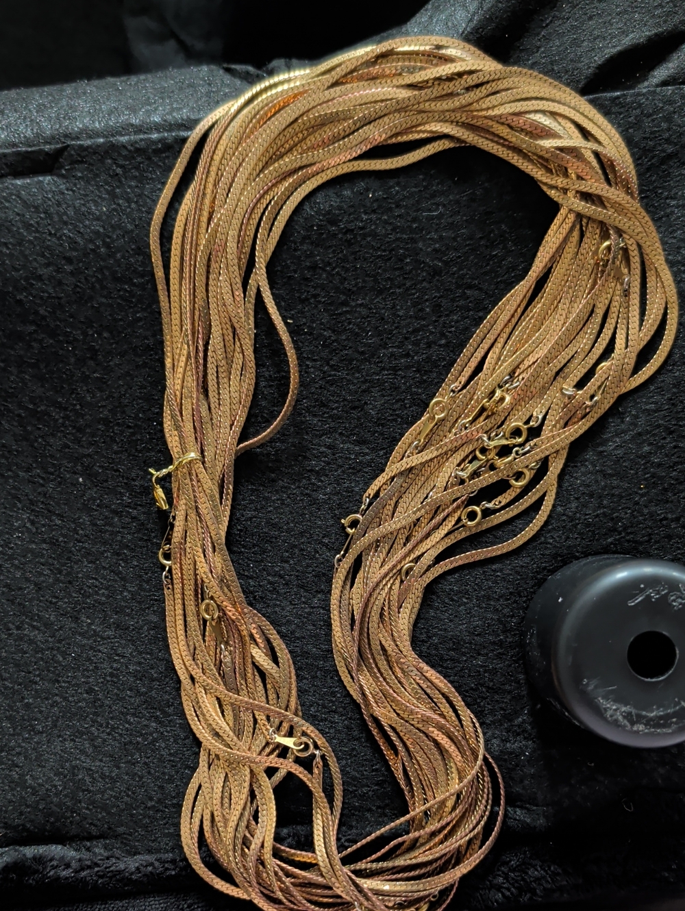 20 Gold-Tone Multi-Strand Snake Chain Necklace - Gold